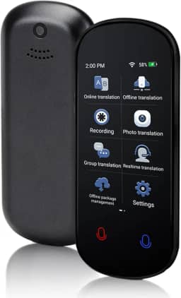 Dispositivo tradutor de idiomas, tradução de voz em tempo real bidirecional, suporta 138 idiomas, offline/gravação/tradução instantânea de foto com tela sensível ao toque HD de 7,6 cm para