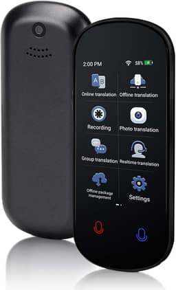 Dispositivo tradutor de idiomas, tradução de voz em tempo real bidirecional, suporta 138 idiomas, offline/gravação/tradução instantânea de foto com tela sensível ao toque HD de 7,6 cm para