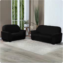 Capa Para Sofá Grossa em Malha Gel 2 e 3 Lugares Cores Diversas (Preto)