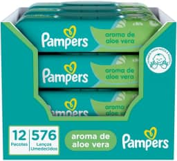 Lenços Umedecidos Pampers Aroma de Aloe Vera, 576 Unidades