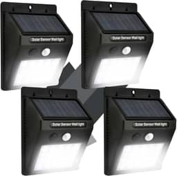 Kit 4 Luminária Solar Led Arandela com Sensor de Presença Automático Luz Externa de Parede Jardim Resistente a Água