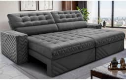 Sofá Retrátil e Reclinável 3,00m Molas Ensacadas Max Spring Velusoft Cinza Cama Inbox
