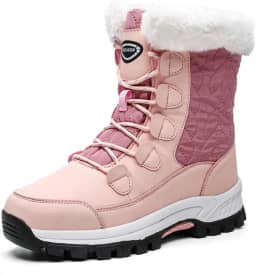 Bigfanshu Botas femininas para neve ao ar livre caminhada casual pele plus veludo
