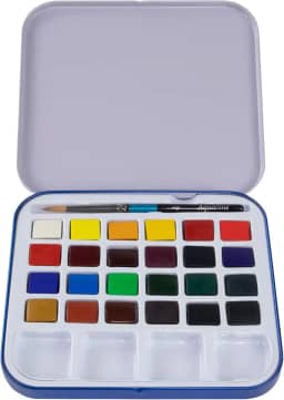 DALER ROWNEY Estojo Metálico Aquarela Aquafine Pastilhas 24 cores