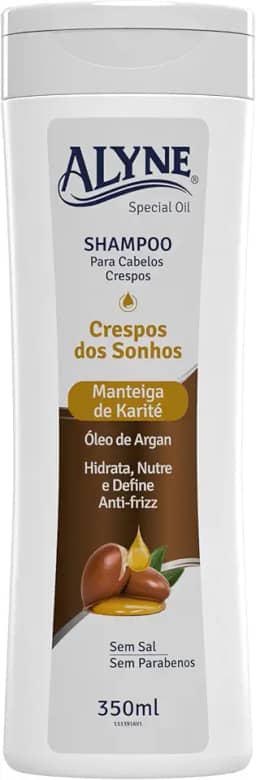 Alyne, Shampoo para cabelos, Crespos dos Sonhos, 350 ml, Marrom
