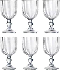 Jogo com 6 Taças de Vidro Canelado 380ml Design Elegante e Resistente Ideal para Suco Água Refrigerante Drinks e Café Transparente para Cozinha Bar e Restaurante