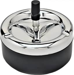 Cinzeiro Giratório de Metal com Tampa Antiodor – Design Retrô, Ideal para Ambientes Internos e Externos – Portátil e Fácil de Limpar