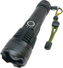 Lanterna Tática Militar Profissional T9 Recarregável LED P-50 Zoom Super Potente Alumínio Resistente Camping, Pesca Emergência Vigilância Polícia