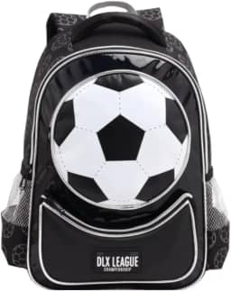 Mochila de Costa Infantil Escolar Para Menino Tamanho Grande com Design de Bola de Futebol
