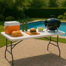 Mesa dobrável portátil 1,80m em plástico Branco