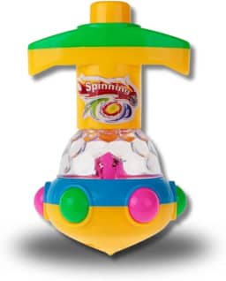 Pião Colorido Brinquedo Infantil com Lançador - Gira Rápido, Plástico Resistente - Nave Espacial