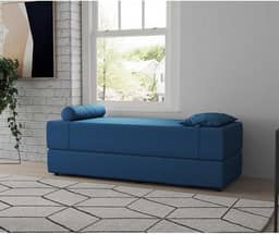 Sofá-Cama Casal 3 Lugares Cecília Linho Azul Marinho