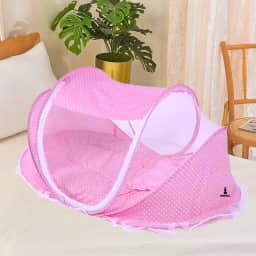Berço Portátil com Mosquiteiro para Bebê, Cama Acolchoada Dobrável com Travesseiro, Proteção Contra Mosquitos, Ideal para Viagem, Compacto e Confortável KOALAECOM® (Rosa)