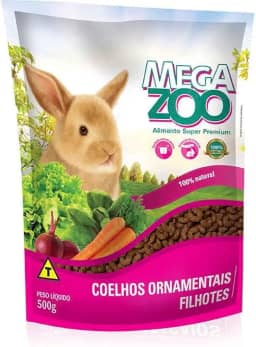 RAÇÃO MEGAZOO EXTRUSADA COELHOS ORNAMENTAIS FILHOTE 500G