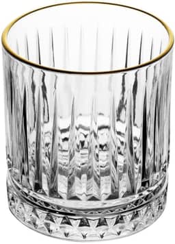 LYOR - Copo de Cristal com Fio de Ouro Deli Diamante 330ml - Ideal para Whisky e Destilados Finos