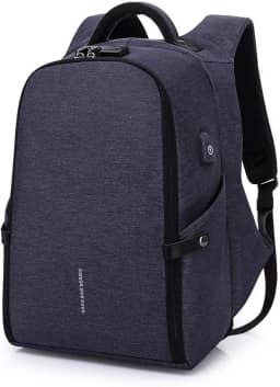 BANGE Mochila Antifurto Impermeável Para Notebooks de Até 15.6 Polegadas e Tablets Possui Cadeado de Código e Trava Acabamento Resistente Qualidade Premium - Azul