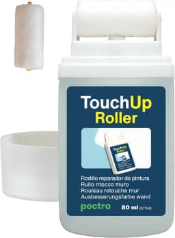 Rolo de pintura de retoque de parede - Tinta de reparo de parede branca para retoques, cubra manchas de umidade e marcas de arranhões, recarregável com rolo de substituição incluído – 80 ml (2)