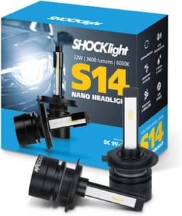 Par de Lâmpada Led do Farol H7-Nano S14-3600 Lumens 600K 12V 32W Shocklight