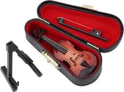 ZJchao Violino Minúsculo, Decoração de Violino 8 X 3 X 0,8 Cm / 3,15 1,18 0,31 pol. Brinquedo de Com Suporte Correspondente para Entusiastas de Música