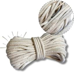 Corda para secador de roupas e varal 100% Algodão 15m x 5mm, Trançada Resistente, Alta Durabilidade, Secagem Segura