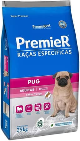 Ração Premier Raças Específicas Pug Cães Adultos Porte Pequeno Frango 7,5kg