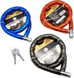 Cadeado Trava 100cm Aço Reforçado Grosso Moto Bike Portão Corrente Trava Bicicleta Portão Segurança Chave Ultra Resistente Anti Furto (Preto)