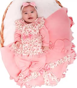 Saída de Maternidade Bebê Menina Amora Rosê 05 Peças