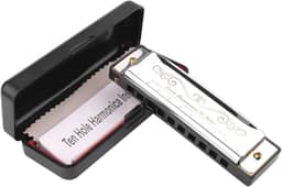 Eison Gaita diatônica chave C padrão 10 furos 20 tons com estojo, mini gaita para iniciantes presente, prata, 1 pacote