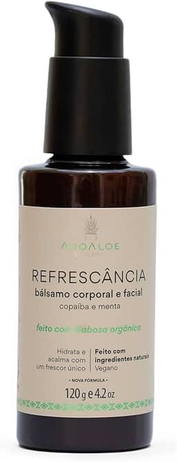 AHOALOE Bálsamo Corporal e Facial Pós-Sol Refrescância com Aloe Vera – Babosa, Copaíba e Menta - Ingredientes Naturais - Hidrata, Acalma e Refresca a Pele - 115 ml