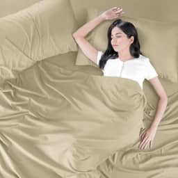 Lençol Avulso com Bainha em Tecido Premium, Percal Flex-LC (Cáqui, Casal/Padrão)