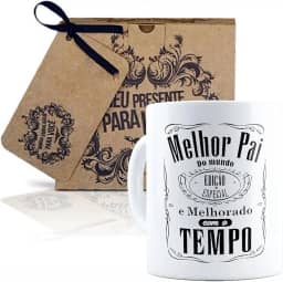 Generico Caneca Branca Edio Especial 'Melhor Pai do Mundo', Embalagem Presente, Ceramica, Caneca, 325 Milliliters, Casa, Bebidas Quentes, Frias