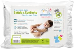 Travesseiro Íons de Prata Baby Lavável Revestimento Fibrasca Branco 30x40 cm