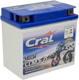 Bateria Moto 6A 12v Selada Cral Polo Positivo Direito
