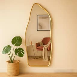 Espelho Orgânico Magnus 90x40cm Dourado – Para Banheiro, Quarto, Closet e Hall Estilo Contemporâneo