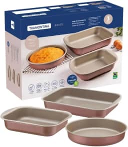 Jogo de Assadeiras Tramontina Brasil Antiaderente Starflon Max Mocaccino 3 Peças 20099/389