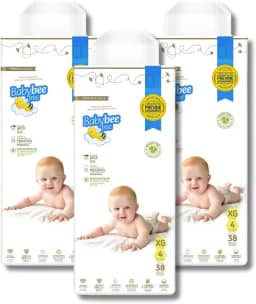 Kit Fraldas Premium Baby Bee Free, Dermoprotetora, Bebê pele sensível, 12h de Absorção, Proteção Dermatológica (XG (11KG- 16KG))