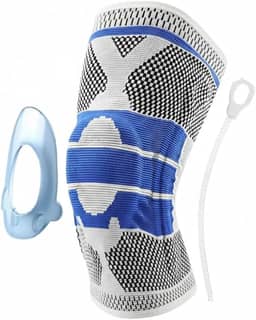 Joelheira de Compressão Ortopédica Flexível com Hastes Internas Flexíveis Silicone para Academia Corrida Jiu Jitsu Esportes Vários Tamanhos (Médio - M)