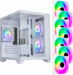 PC GAMER HOG INTEL CORE I7, 16GB, NVME 500GB, RX580 8GB, GABINETE 7 FANS, WIFI e WIN 11 PRO ATIVADO (BRANCO C/ 7 FANS RGB)