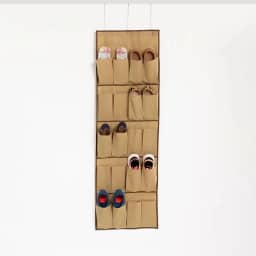 Sapateira Suspensa para Porta Organizador de Sapatos Vertical com 20 Bolsos 10 Pares Multiuso (Marrom)