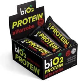 biO2 Display Barra de Proteína Alfarroba e Pasta de Amendoim, 12 unidades de 45g, Protein Bar Vegana e Sem Glúten