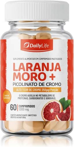 Laranja Moro + Picolinato de Cromo Chromium Picolinate 250mcg 60 Comprimidos Mastigaveis Importado - Daily Life