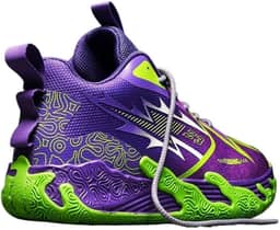 Bolognifi Tênis de basquete de cano alto masculino, calçados esportivos de treinamento de malha, solas de borracha ao ar livre, botas de basquete antiderrapantes, tênis de corrida(Purple,41 BR)