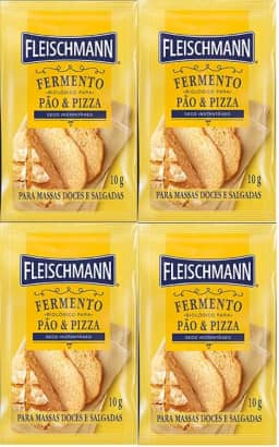Kit 4 Fermento Biológico Pão e Pizza Seco Fleischmann 10g