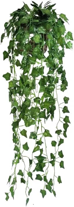 Vaso com Folhagem Pendente de Heras Trepadeira Artificial Folhas Caídas