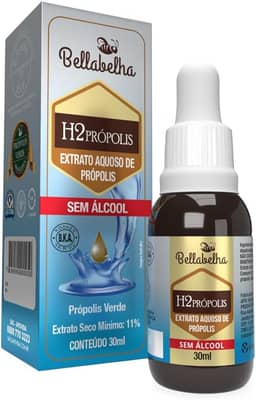 Bellabelha Extrato Aquoso de Própolis Sem Álcool H2Propolis | 30mL | Produto Natural, Livre de Álcool, Ideal para Todas as Idades