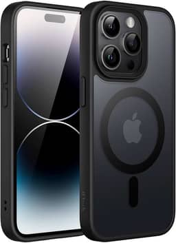 JETech Capa Magnético para iPhone 14 Pro 6,1 Polegadas Compatível com MagSafe, Case Capinha Translúcido Fosco Verso Fina à Prova de Choque Tampa (Preto)