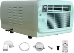 Mini ar condicionado portátil de 2226 BTU, baixo consumo de energia de 280 W, pequeno refrigerador de ar com controle remoto para barraca de acampamento, trailer, carro, sem necessidade de instalação