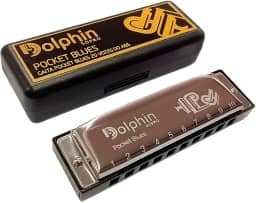 Gaita Dolphin Pocket Blues Dó Cromada 20 Vozes Estojo