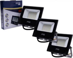 Kit 3 Refletor Led SMD IP66 100W Luminaria Holofote 6000k Prova D' Agua Branco Frio Bivolt 110/220V