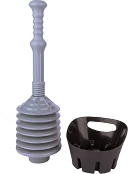 JS Jackson Supplies Desentupidor de sanita acordeão de fole cinza com bandeja de armazenamento preta